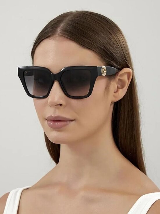 New Gucci Black Cat Eye Women Sunglasses GG1023S 001 With Chain main image 4
